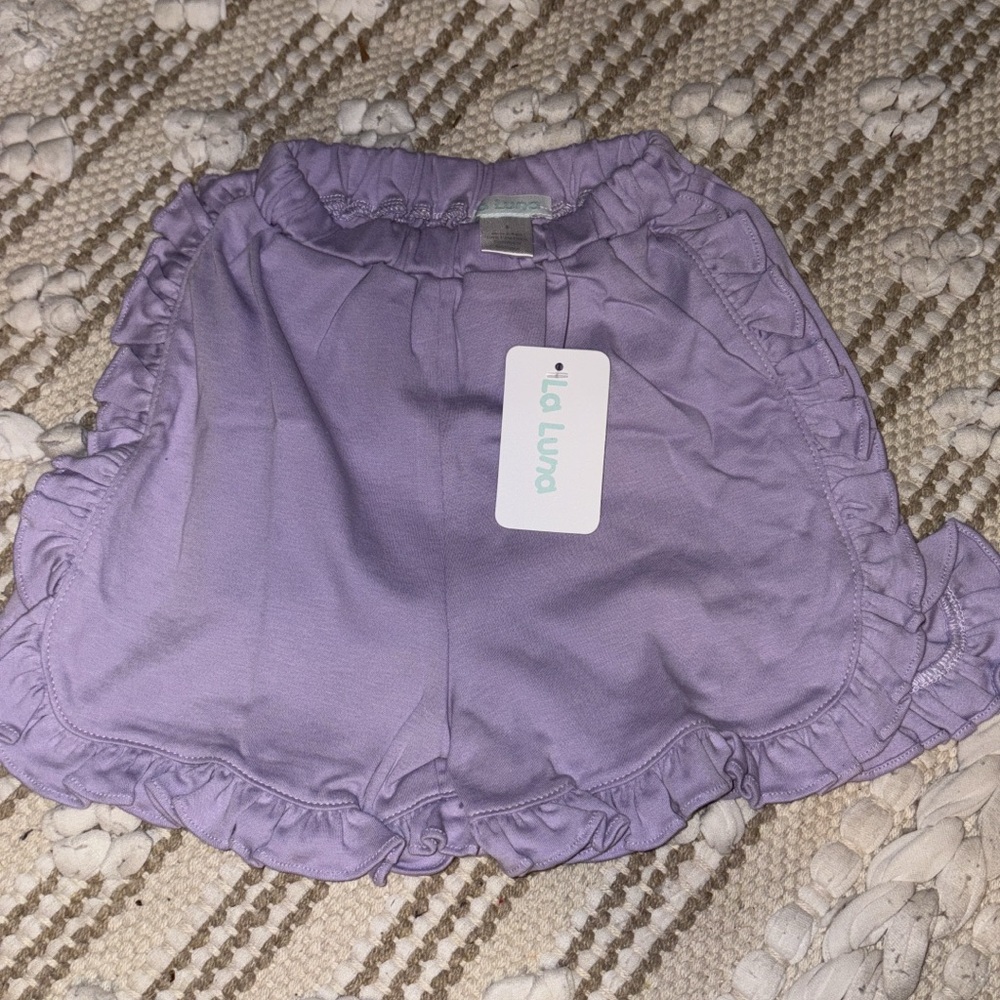 Lavender Ruffle Kids Shorts by